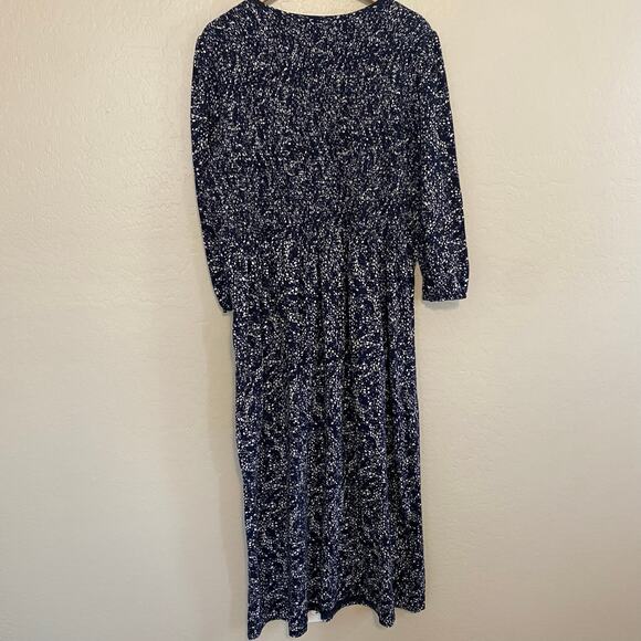 Garnet Hill Smocked Bodice Knit Midi Dress Womens Size XL Organic Cotton Blend - Picture 3 of 8